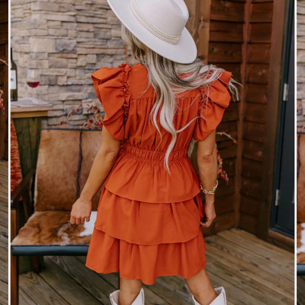 Entro Women's Rust Orange Dress Size M - Picture 2 of 6